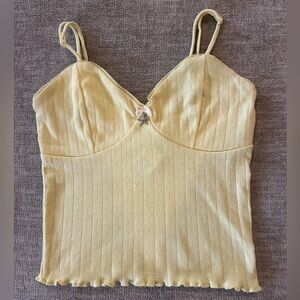 Full Tilt Pale Yellow Knit Cami Tank with Bow Accent Size Small NWT Tilly’s